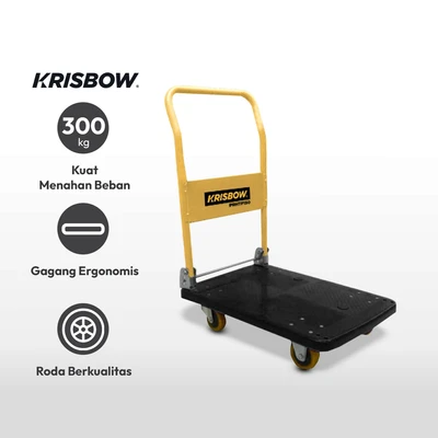 Gambar Krisbow Troli Barang Roda Polyurethane 300 Kg - Kuning/hitam