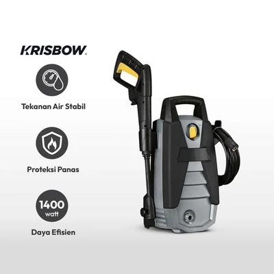 Gambar Krisbow High Pressure Cleaner Home Use 100 Bar 1400 Watt - Abu-abu