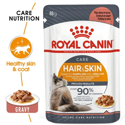 Gambar Royal Canin 85 Gr Makanan Kucing Basah Adult Hair & Skin Care Gravy - Mix