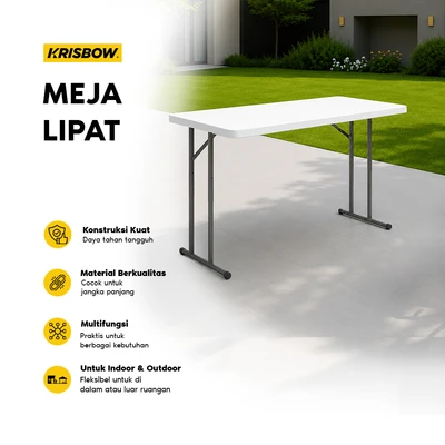 Gambar Krisbow Meja Lipat 152x46x74 cm - Putih