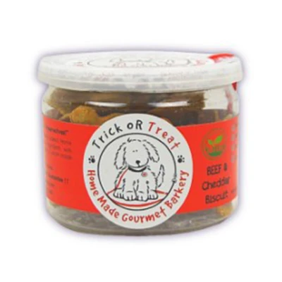 Gambar Trick Or Treat Camilan Anjing Biscuit Organic Beef & Cheddar 75 gr