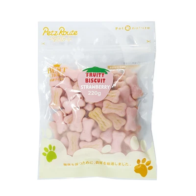 Gambar Petz Route Camilan Anjing Fruity Biscuit Strawberry 220 gr