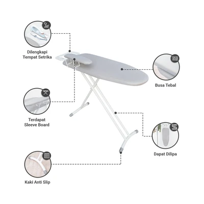 Gambar Informa 91x33x80 Cm Cherish Meja Setrika Lipat Dengan Sleeve Board