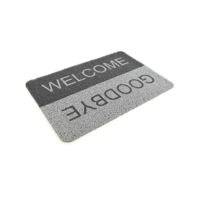 Gambar Krisbow Keset Pintu PVC Welcome And Goodbye 40x60 cm - Abu-abu