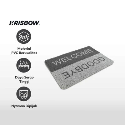 Gambar Krisbow Keset Pintu PVC Welcome And Goodbye 40x60 cm - Abu-abu