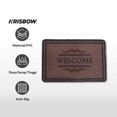 Gambar Krisbow Keset Pintu PVC Welcome 40x60 cm - Cokelat