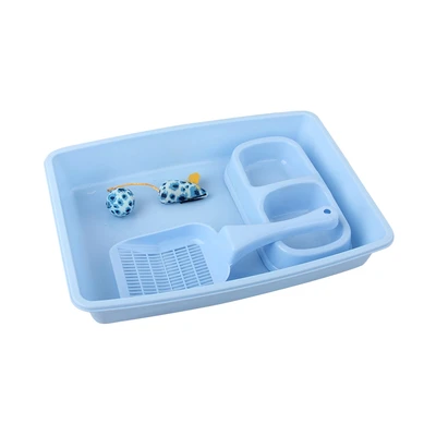 Gambar Pawise Perlengkapan Kucing Set 3 pcs - Biru