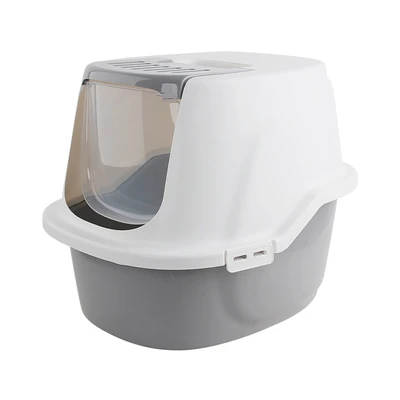Gambar Pawise 59x47.5x47.5 cm Hooded Kitty Toilet Kucing - Abu-Abu/Putih