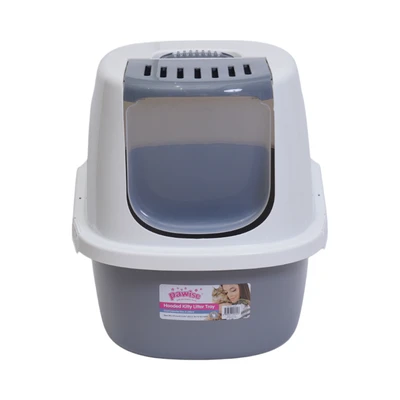 Gambar Pawise 59x47.5x47.5 cm Hooded Kitty Toilet Kucing - Abu-Abu/Putih