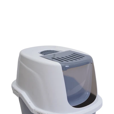 Gambar Pawise 59x47.5x47.5 cm Hooded Kitty Toilet Kucing - Abu-Abu/Putih