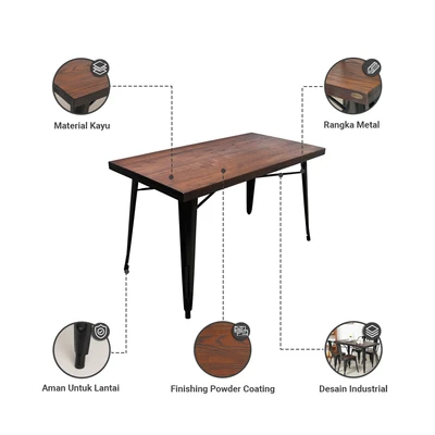 Gambar Informa London Elm Meja Tamu Edge Rectangle 130x70x75 cm - Hitam