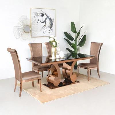 Gambar Informa Forgan Set Meja Makan 4 Kursi 220x100x75 cm - Cokelat