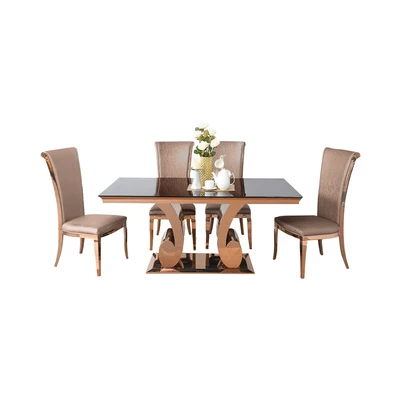 Gambar Informa Forgan Set Meja Makan 4 Kursi 220x100x75 cm - Cokelat