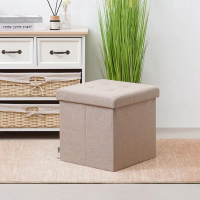 Gambar Informa Bangku Ottoman Fabric Lipat Linen - Krem