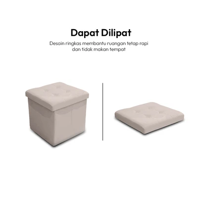 Gambar Informa Bangku Ottoman Fabric Lipat Linen - Krem