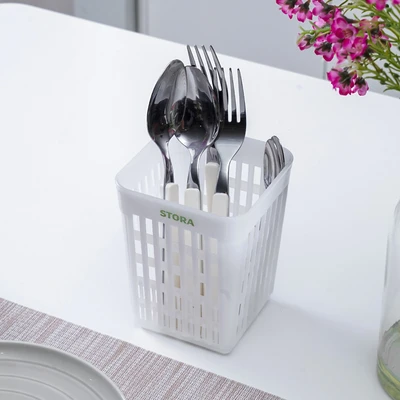 Gambar Stora Tempat Alat Makan Plastik Square - Putih