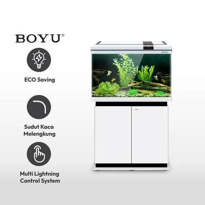 Gambar Boyu 128 Ltr Set Aquarium & Kabinet Xf-80 - Putih