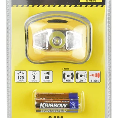 Gambar Krisbow Senter Kepala Led 120 Lm 3xaaa