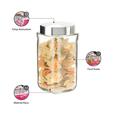 Gambar Elemental Kitchen Sydney Stoples Kaca 1.1 Liter Set 3 pcs Transparan - Silver