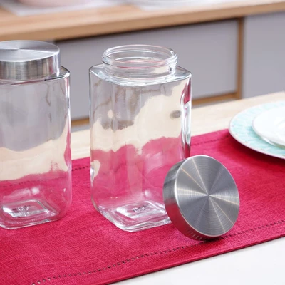 Gambar Elemental Kitchen Sydney Stoples Kaca 1.1 Liter Set 3 pcs Transparan - Silver