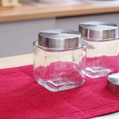 Gambar Elemental Kitchen Sydney Stoples Kaca Transparan 550 ml Set 3 pcs - Silver