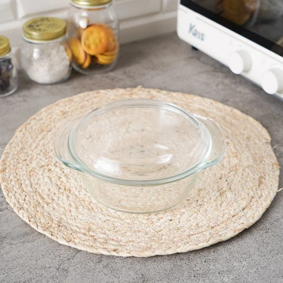Gambar Kris Casserole Kaca Dengan Tutup Round 1 Liter Transparan