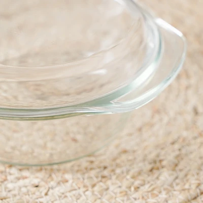 Gambar Kris Casserole Kaca Dengan Tutup Round 1 Liter Transparan