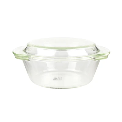 Gambar Kris Casserole Kaca Dengan Tutup Round 1 Liter Transparan