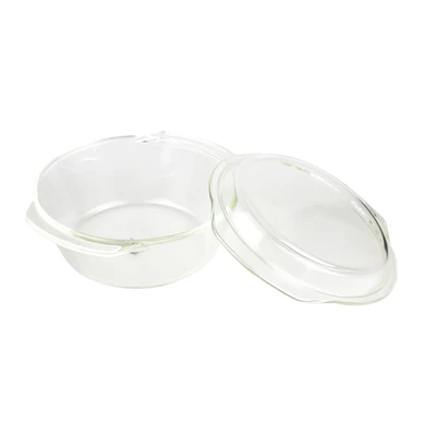 Gambar Kris Casserole Kaca Dengan Tutup Round 1 Liter Transparan
