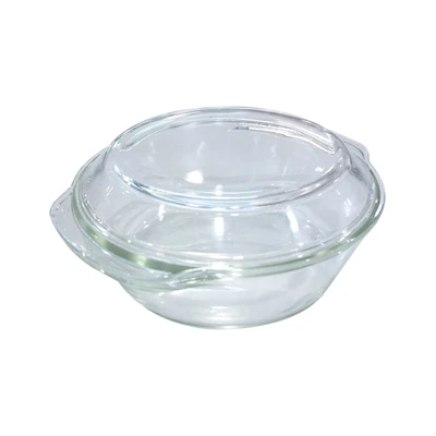 Gambar Kris Casserole Kaca Round Dengan Tutup 2 Liter Transparan