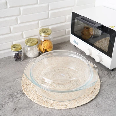 Gambar Kris Casserole Kaca Round Dengan Tutup 3 Liter Transparan