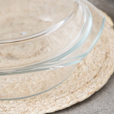 Gambar Kris Casserole Kaca Round Dengan Tutup 3 Liter Transparan