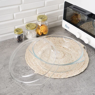 Gambar Kris Casserole Kaca Round Dengan Tutup 3 Liter Transparan