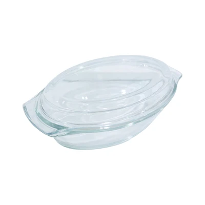Gambar Kris Casserole Kaca Oval Dengan Tutup 1.5 Liter Transparan