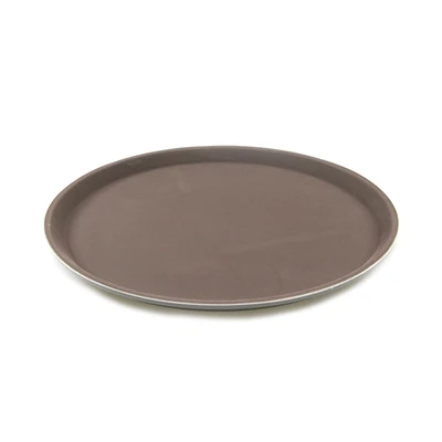 Gambar Kris Nampan Saji Plastik Anti Slip Round 40.5 cm - Cokelat