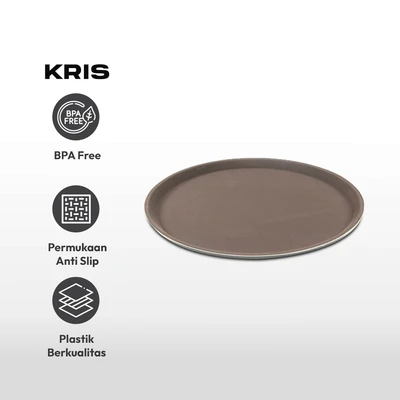 Gambar Kris Nampan Saji Plastik Anti Slip Round 40.5 cm - Cokelat