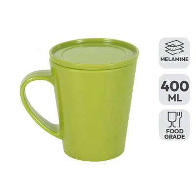 Gambar Krischef Mug Dengan Tutup Melamine 400 ml - Hijau