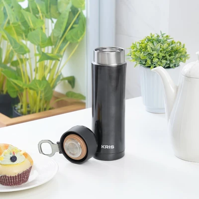 Gambar Kris 420 Ml Botol Vacuum Flask Double Wall Dengan Saringan - Hitam