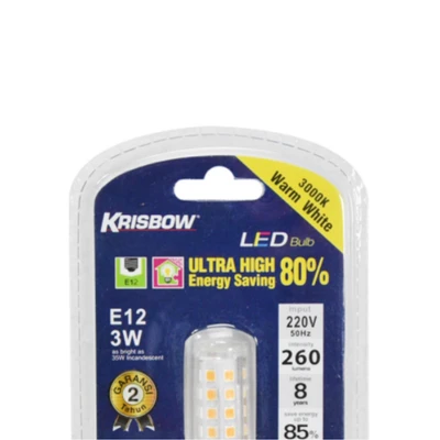 Gambar Krisbow Bohlam LED Corn 3 Watt 260 Lumen Warm White E12 - Kuning