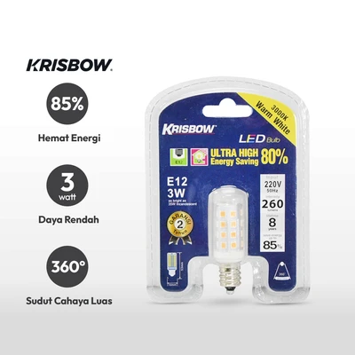 Gambar Krisbow Bohlam LED Corn 3 Watt 260 Lumen Warm White E12 - Kuning
