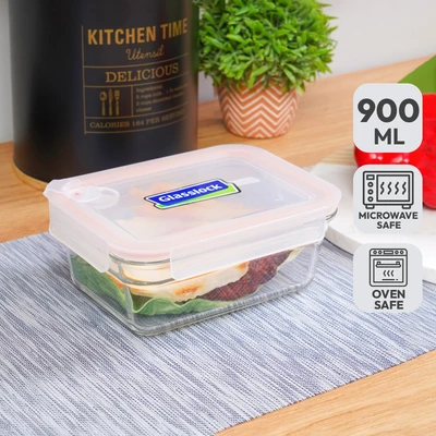Gambar Glasslock Wadah Makanan Kaca Tempered Oven Dengan Aircap 900 ml - Oranye