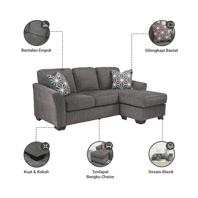 Gambar Ashley Brise Sofa L Sectional Fabric - Abu-abu