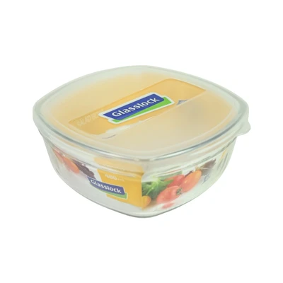 Gambar Glasslock Wadah Makanan Kaca Dengan Tutup Square 440 ml Transparan