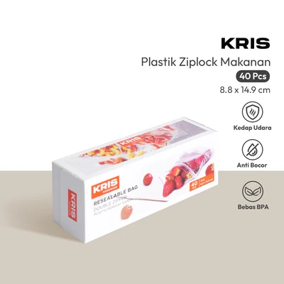 Gambar Kris Plastik Ziplock Makanan Double Zipper Dengan Garis Takar Set 40 Pcs Transparan