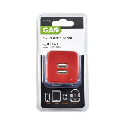 Gambar Gao Charger Usb 2 Soket - Merah