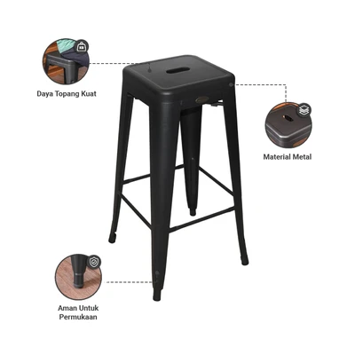 Gambar Informa London Z Bangku Bar Metal - Hitam