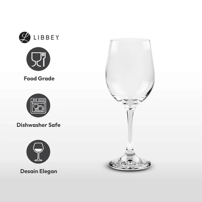 Gambar Libbey Delicate Gelas Wine Kaca 440 ml Set 6 pcs Transparan