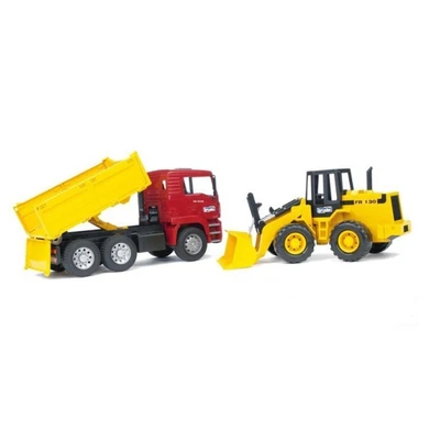 Gambar Bruder Set Diecast Mobil Man Tga Truck & Fr 130 Road Loader