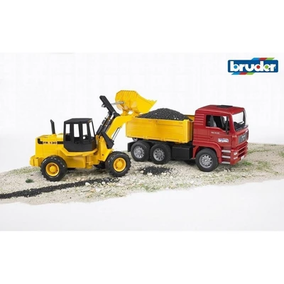 Gambar Bruder Set Diecast Mobil Man Tga Truck & Fr 130 Road Loader