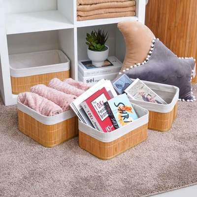 Gambar Informa Keranjang Penyimpanan Bambu 35x25x15 cm Set 3 pcs
